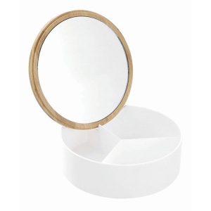 Baskets | Bano Organiser Round Box w/ Mirror Baskets Baskets