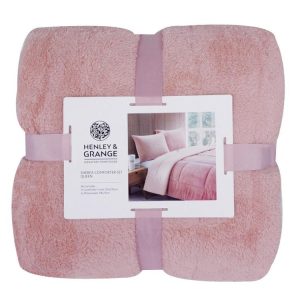 Bedding | Sherpa Comforter Set, Queen, Pink Bedding Bedding