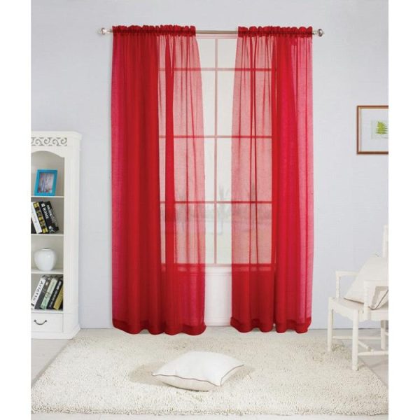 Curtains | Crushed Sheer Top Pocket Curtain, Scarlet Curtains Curtains