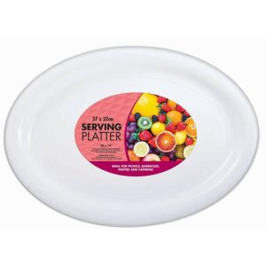 Dining & Serveware | Plastic Serving Platter Oval, White, 52x37cm Dining & Serveware Dining & Serveware