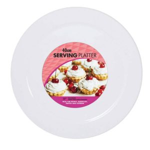 Dining & Serveware | Plastic Serving Platter Round, White, 40cm Dining & Serveware Dining & Serveware