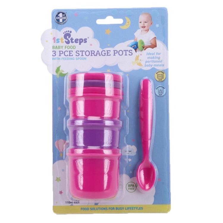 Feeding | Storage Pots w/ Spoon 110ml, 2 Asstd Colours