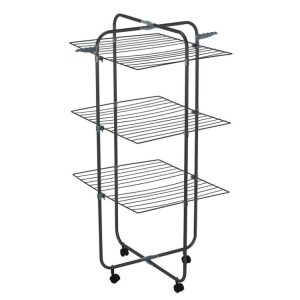 Laundry Accessories | Clothes Airer 3 Tier on Wheels Black Laundry Laundry Accessories