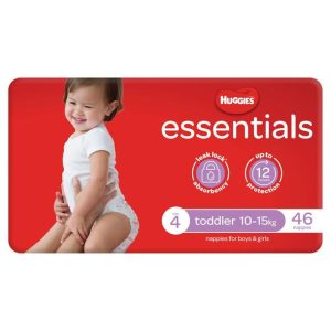 Nappies & Accessories | Essentials 46pk, Size 4, Toddler Baby Nappies & Accessories