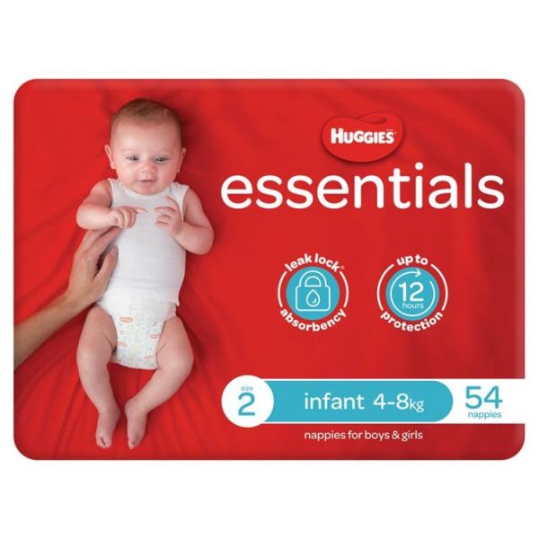 Nappies & Accessories | Essentials 54pk, Size 2, Infant Baby Nappies & Accessories