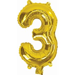 Party Décor | Gold Foil Balloon, 35cm, Number 3 Party Party Décor