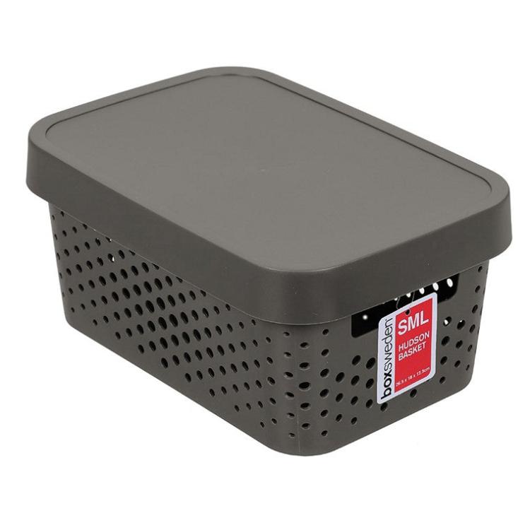 Storage | Hudson Basket w/ Lid, Small, 3 Asstd Colours