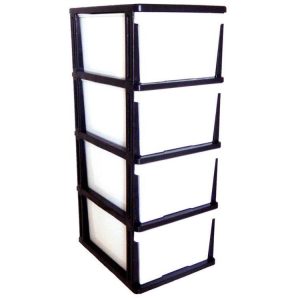 Storage | Mega 4 Drawer Plastic Cabinet, Black & White Furniture Storage