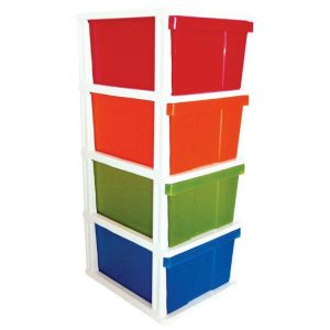 Storage | Mega 4 Drawer Plastic Cabinet, Multi Coloured Furniture Storage