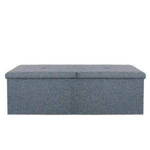 Storage | Organiser Ottoman, Triple, Grey Linen Furniture Storage