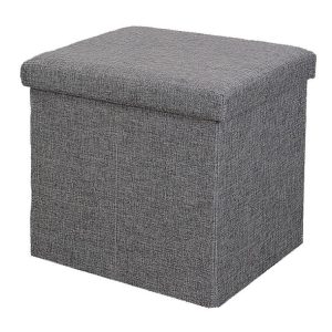 Storage | Storage Ottoman, Single, Grey Linen Furniture Storage