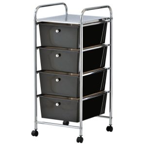 Storage | Storage Trolley 4 Drawer, Black Furniture Storage