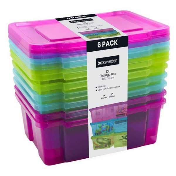 Tubs | Storage Box, 10L, Coloured, 6pk Storage Tubs